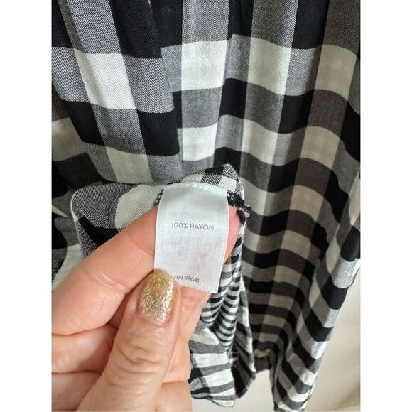 J. Jill Buffalo Check Plaid Dress Roll Tab Sleeves Sz S - Picture 5 of 6